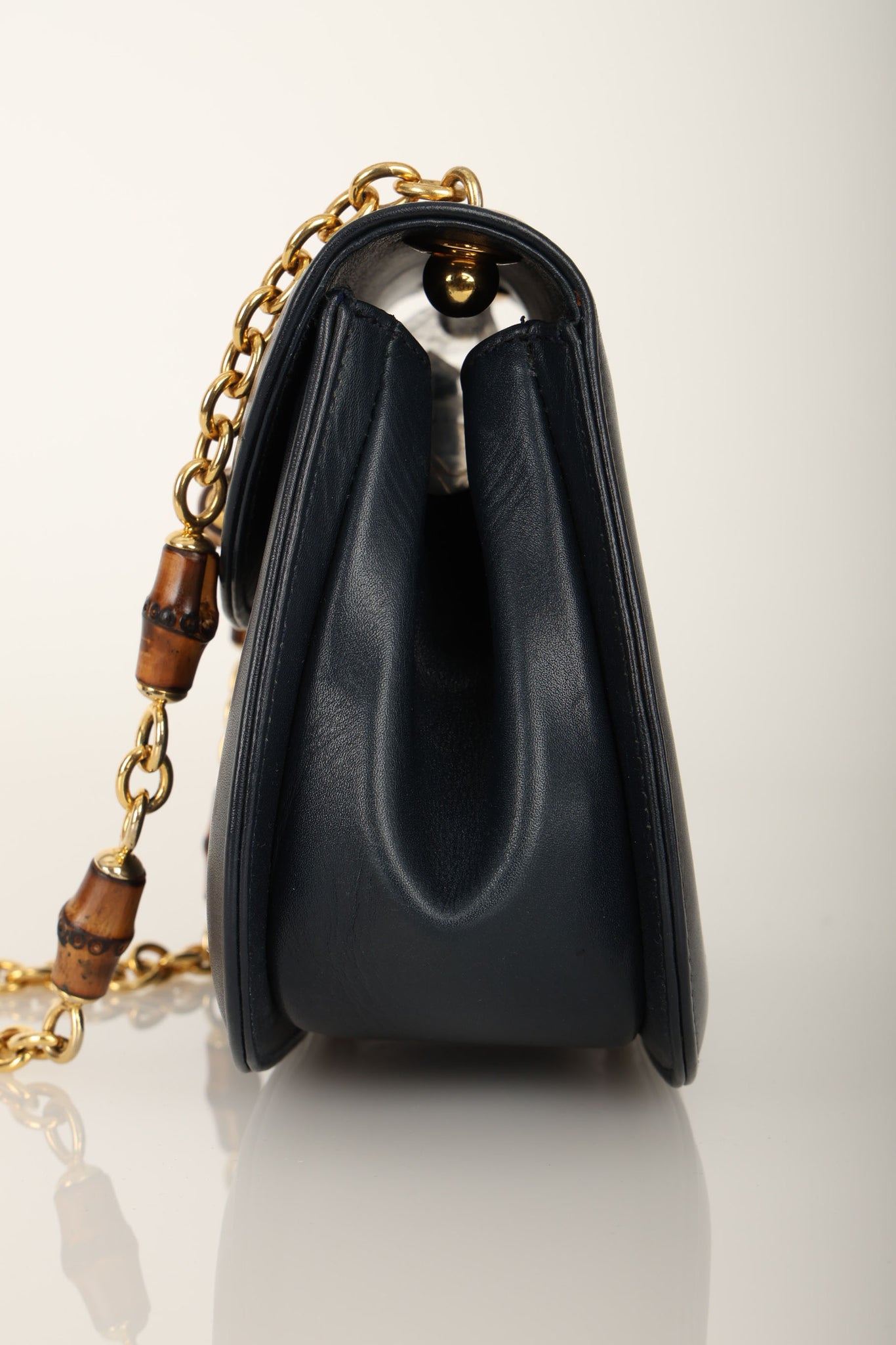 Ultra-Rare Gucci Navy Box Bamboo Chain Mini Bag