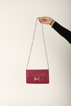 Hermès 2012 Epsom Constance Wallet Tosca w/ Chain
