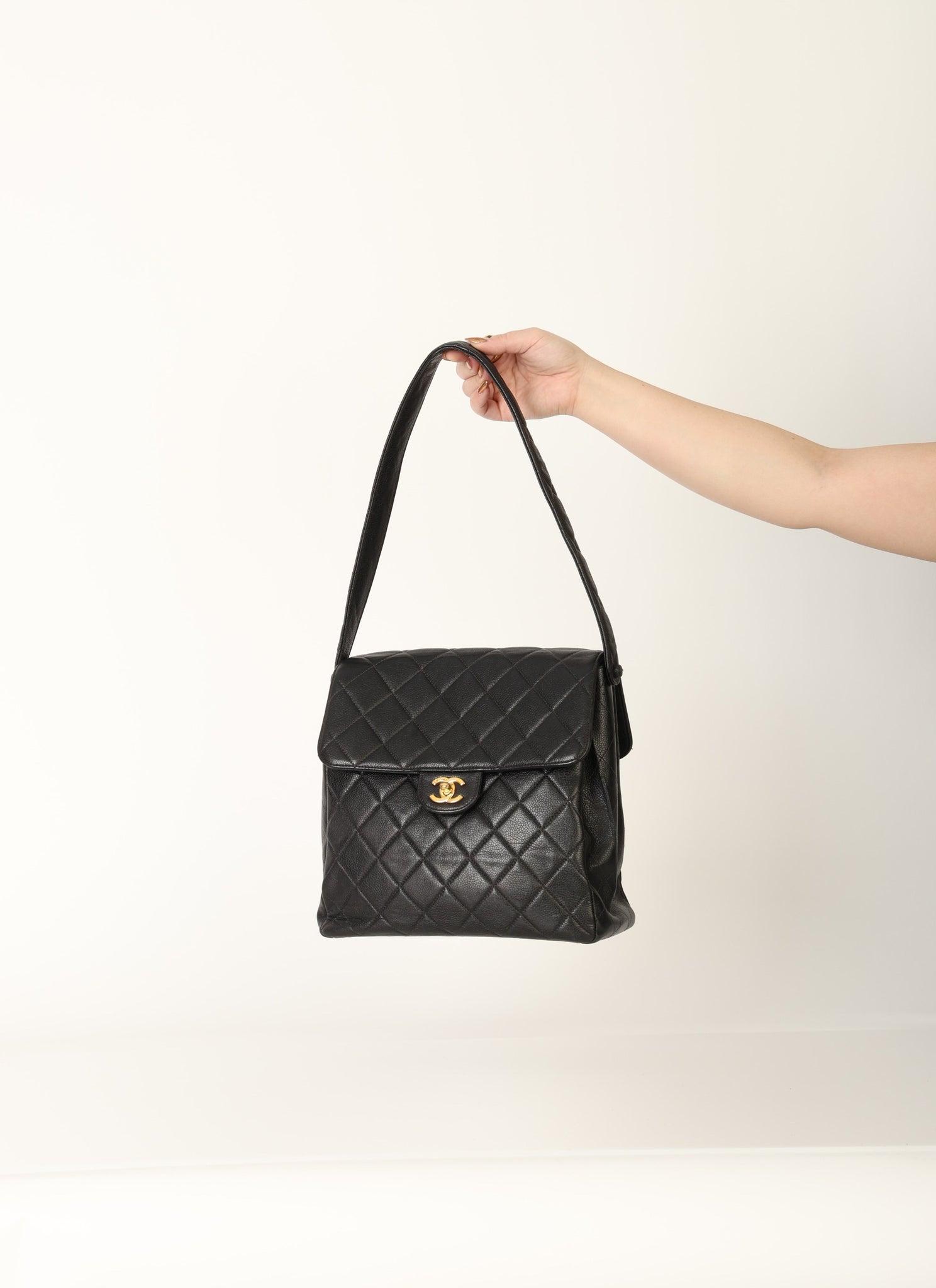Chanel Caviar Double Turnlock Shoulder Bag