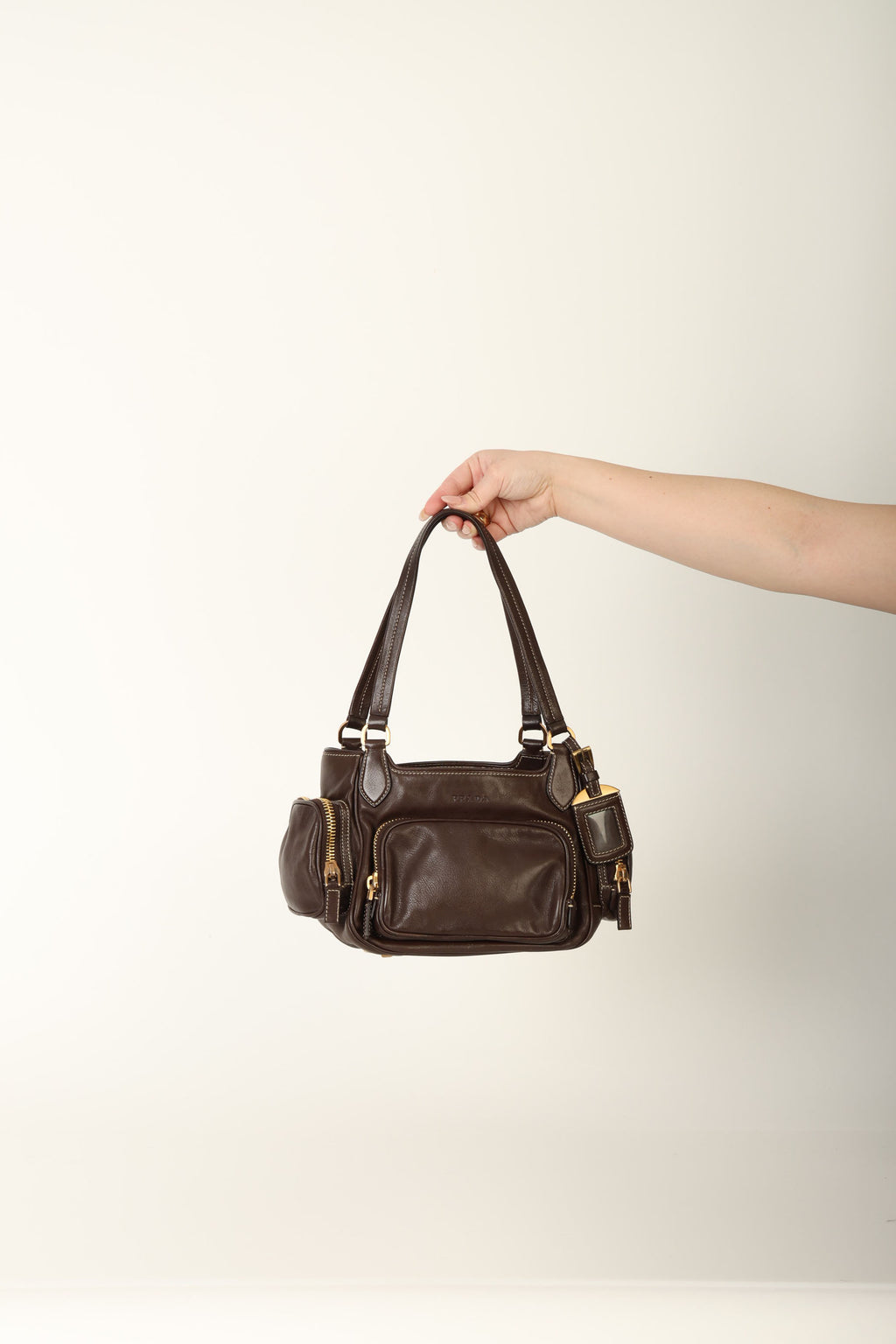 Prada Leather Cargo Pocket Shoulder Bag