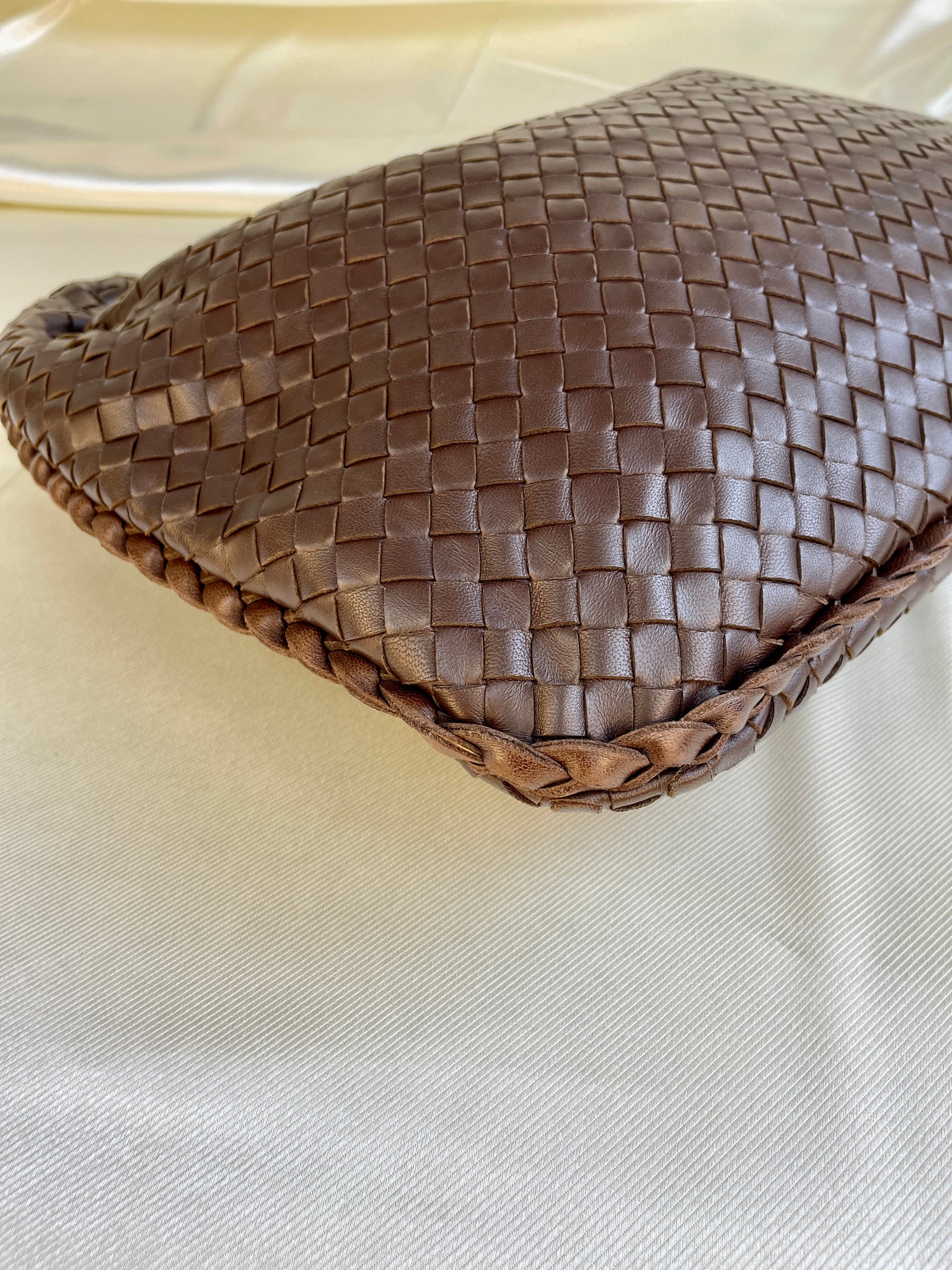 Bottega Veneta Vintage Chocolate Brown Intrecciato Woven Leather