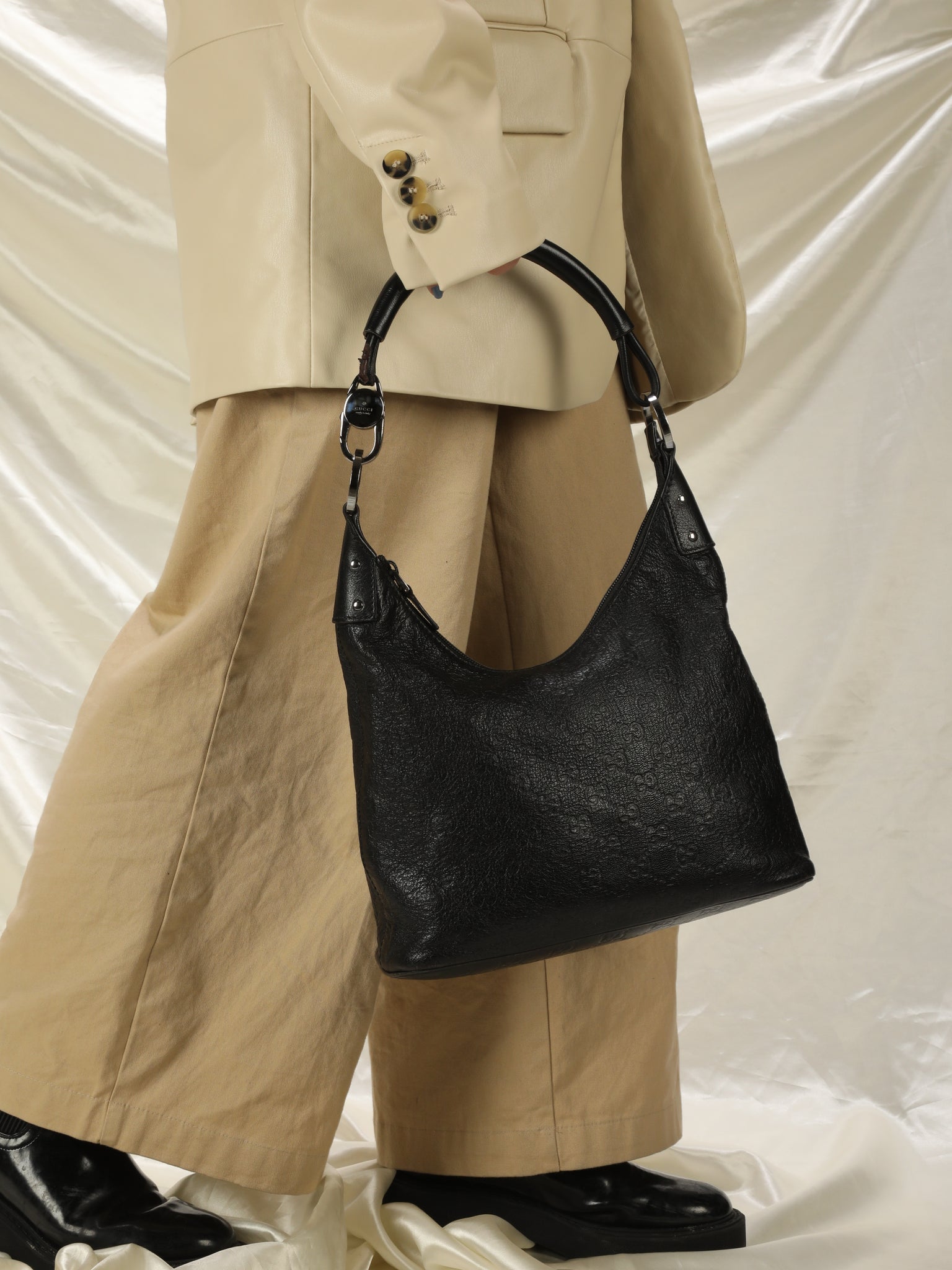 Gucci Guccissimma Embossed Shoulder Bag