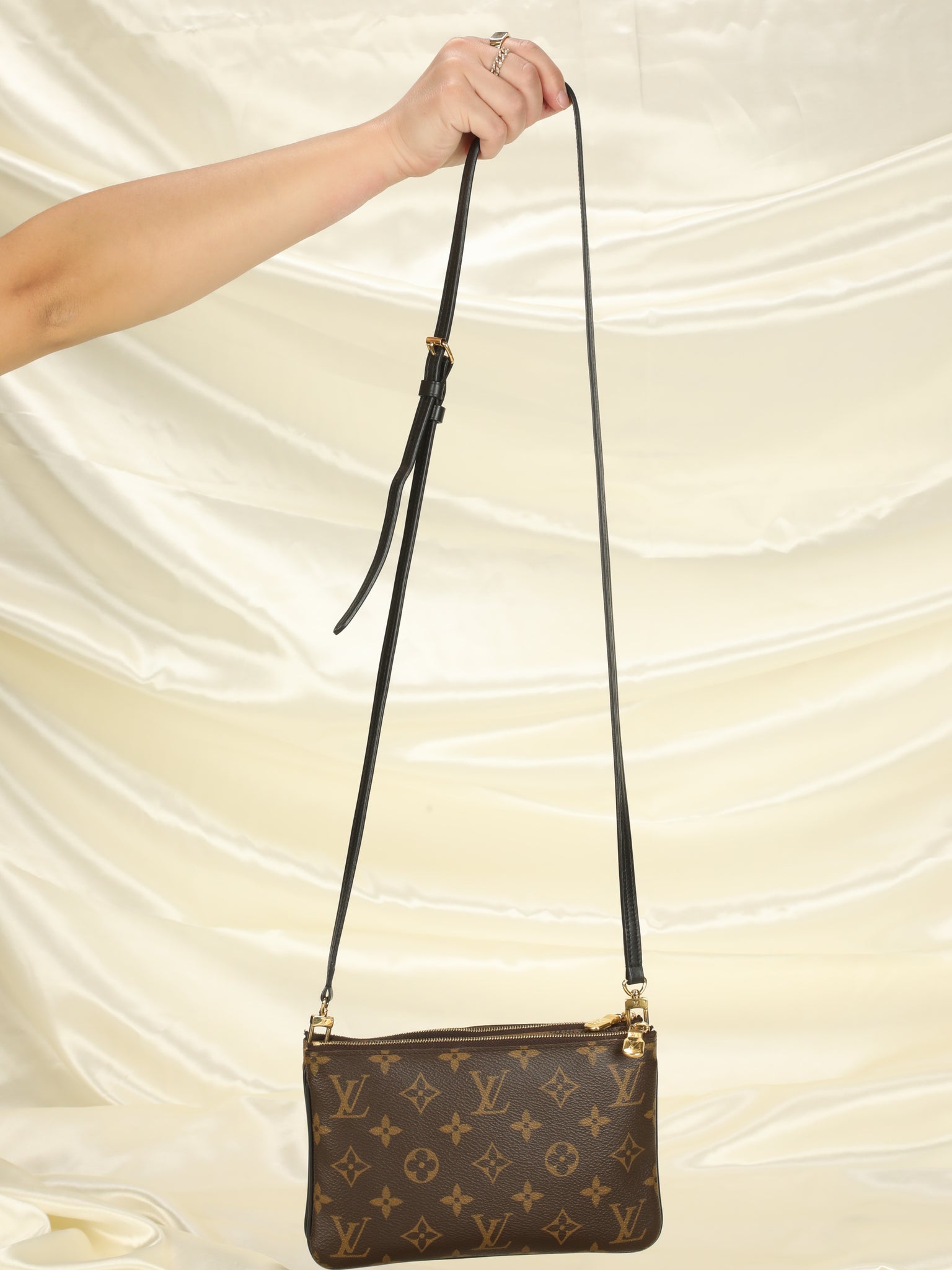 Louis Vuitton Double Zip Pochette Monogram Canvas Bag