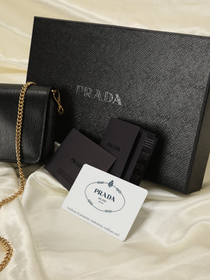 Prada Saffiano Wallet-on-Chain  Prada wallet on chain, Prada