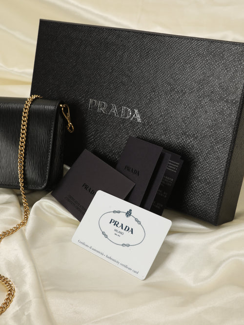Prada Vitello Move Leather Wallet On Chain on SALE