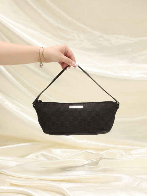 Gucci GG Nylon Boat Pochette - Brown Mini Bags, Handbags