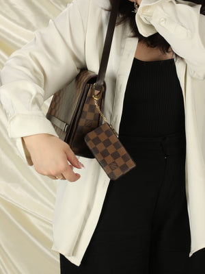 Louis Vuitton Shoulder Bag Damier Ebene Giant Double Phone Pouch