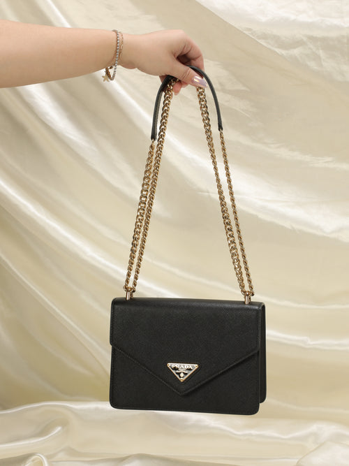 Prada Saffiano Tessuto Chain Shoulder Bag