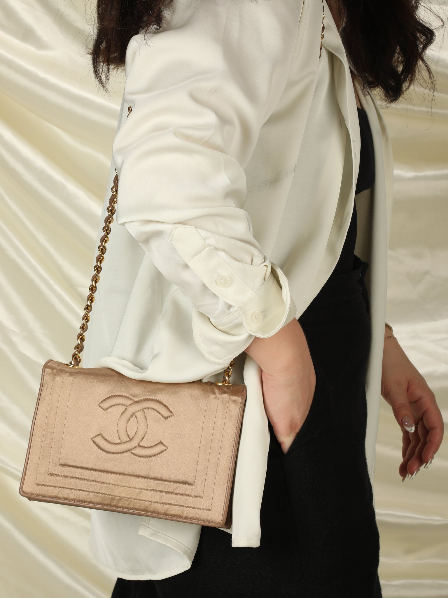 Chanel - Timeless Mini Flap Bag Satin Noir