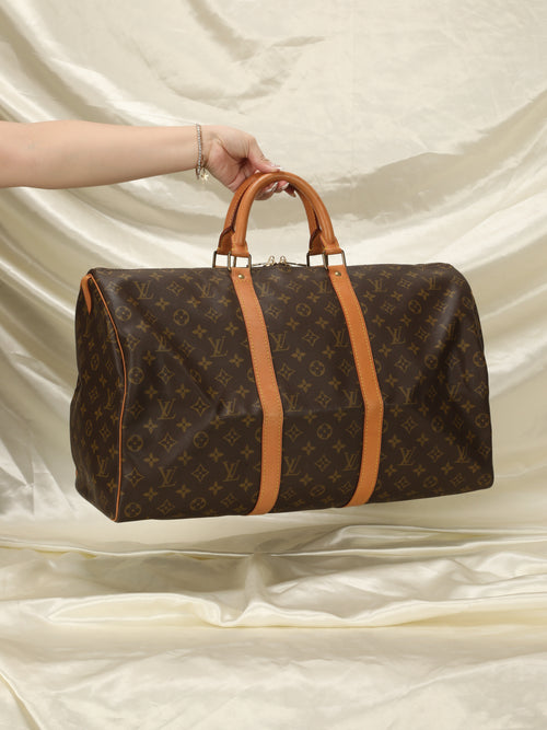 Brown Louis Vuitton Monogram Keepall 50 Suppress Bag