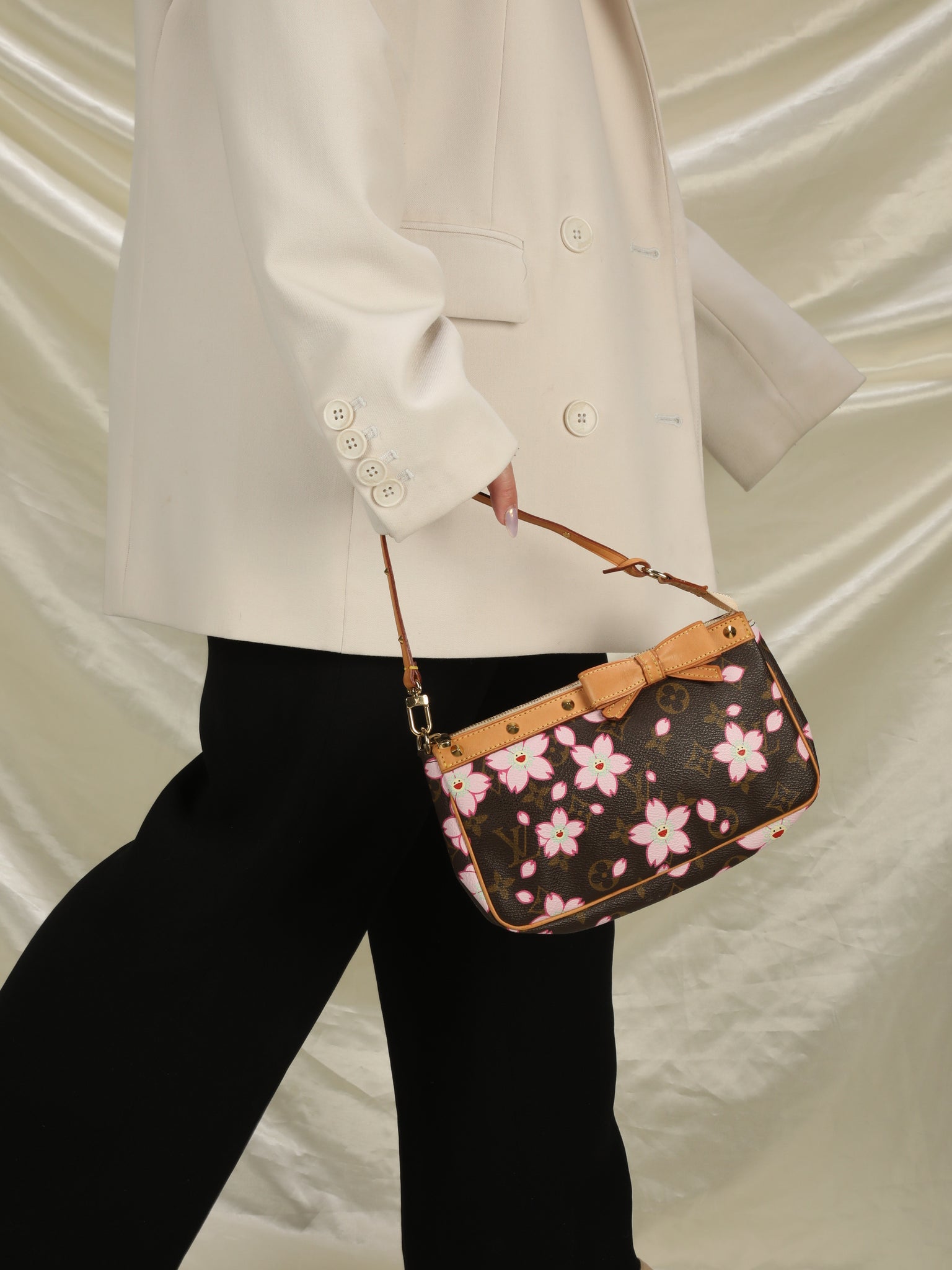 LOUIS VUITTON Takashi Murakami Monogram Cherry Blossom Pochette Accessoire  Bag