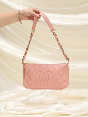 CHANEL Caviar Quilted Pochette Pink 443018