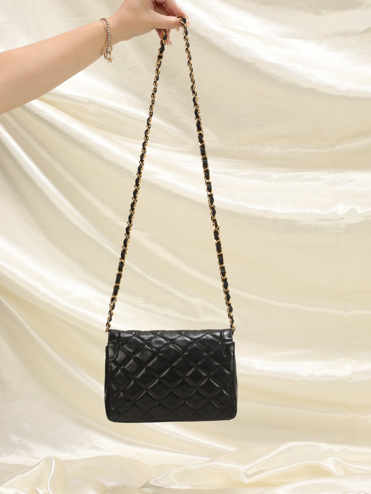 Chanel Mini Rectangular Flap with Top Handle Black Lambskin Gold Hardware  in 2023
