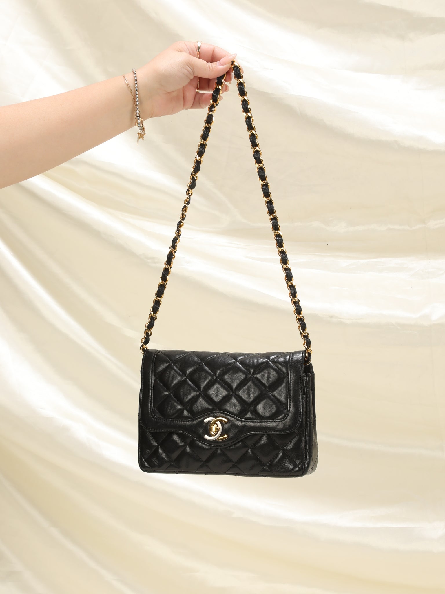 Chanel Black Quilted Lambskin Paris Limited Double Flap Medium