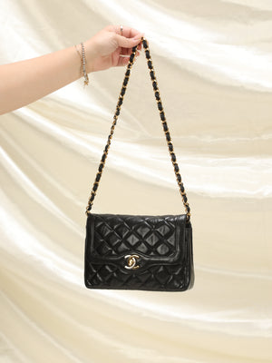 Chanel Mini Flap Lambskin Bag White Black Stripe