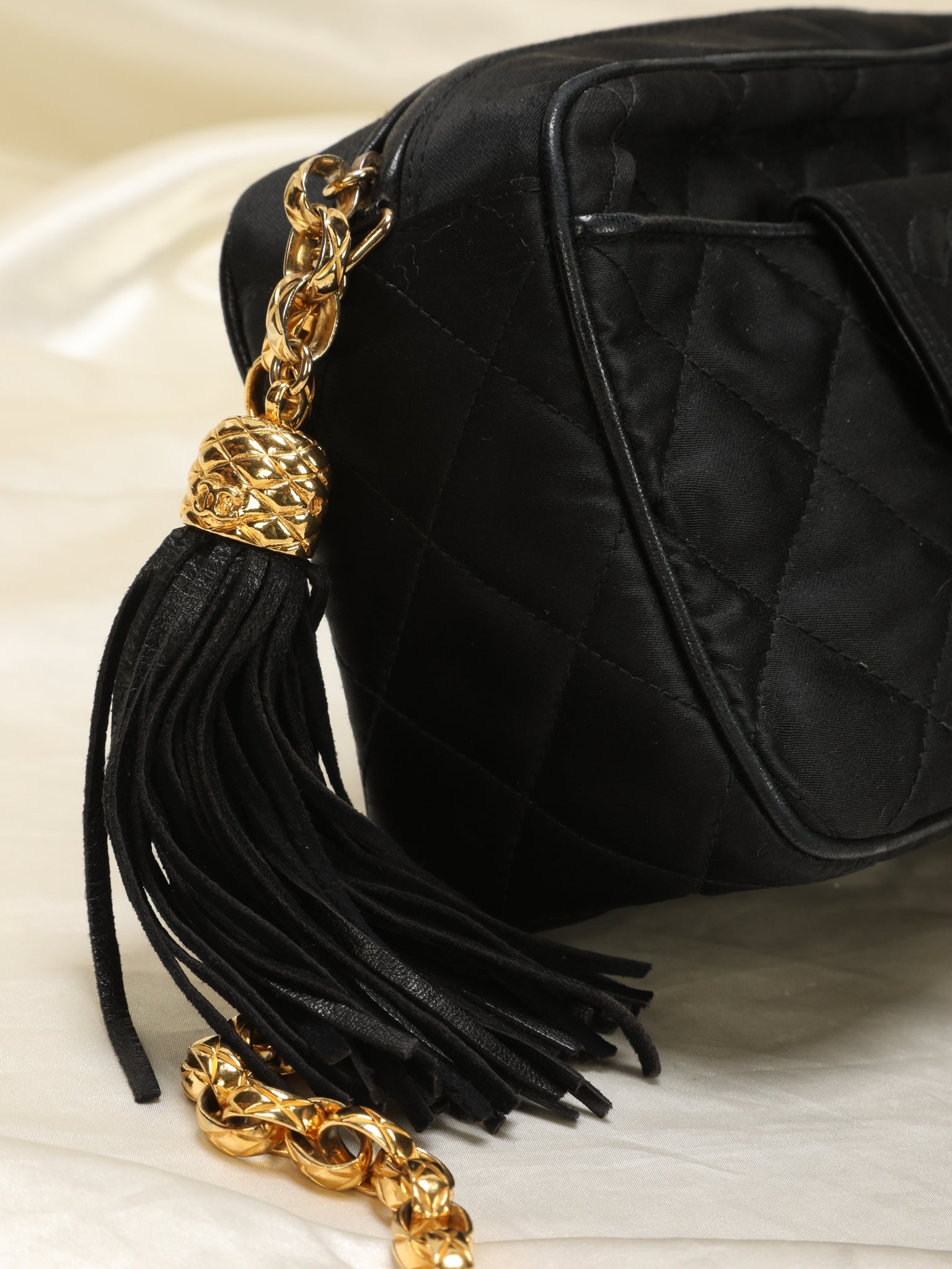 Chanel Black Suede CC Tassel Bag