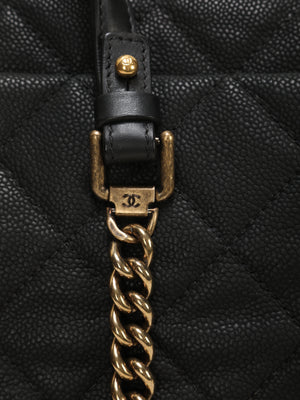 Chanel Caviar Turnlock Top Handle Chain Tote