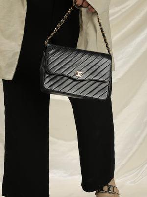 Chanel Diagonal Stitch Flap Bag