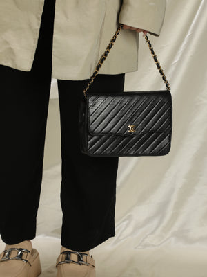 Chanel Diagonal Stitch Flap Bag