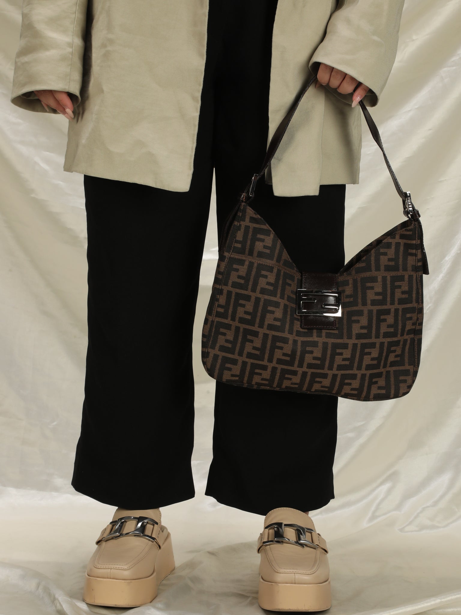 Fendi Woven Zucca Leather Forever Large Shoulder Bag (SHF-QqfMFO