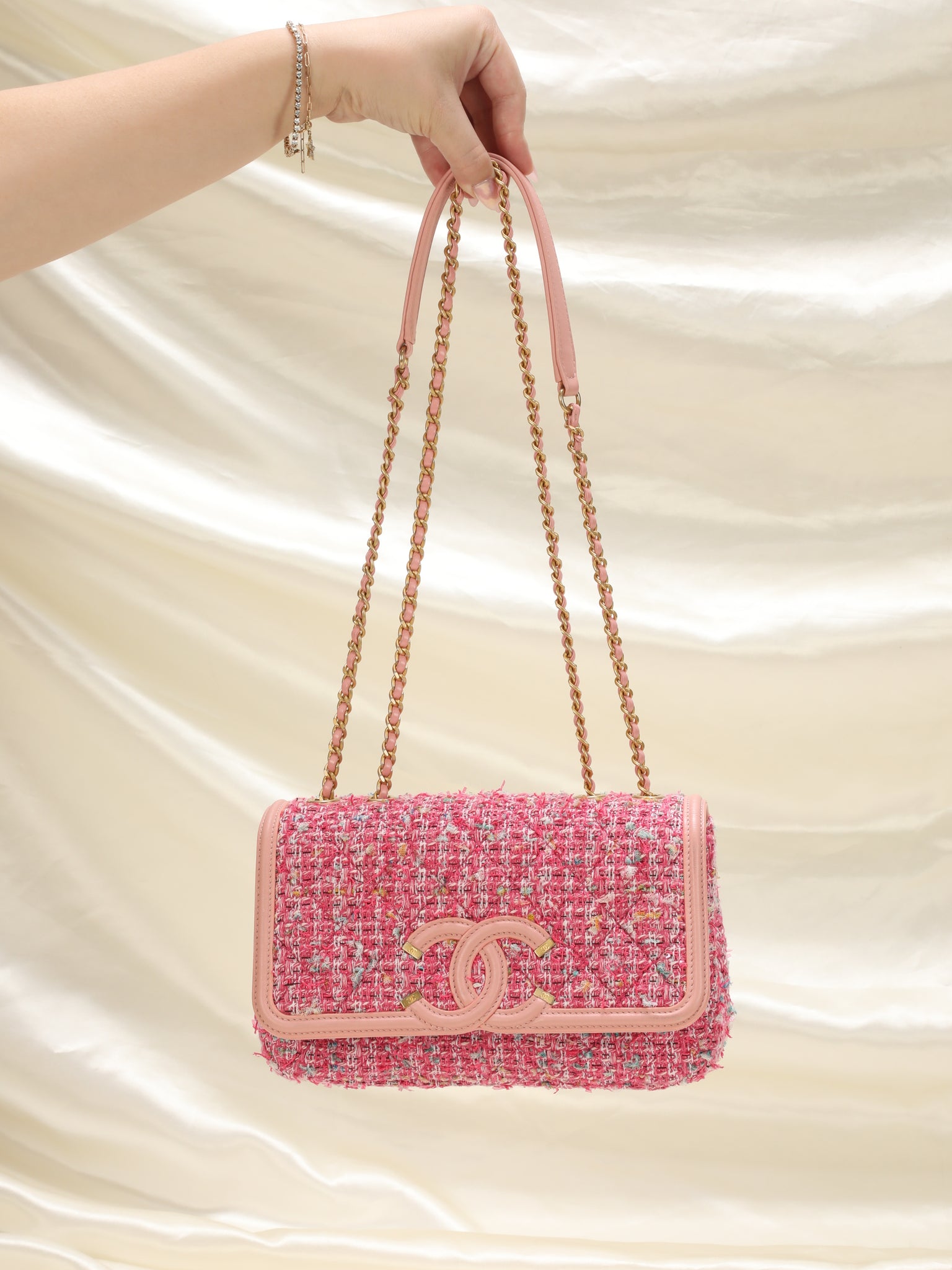 Chanel Tweed Pink Flap Bag
