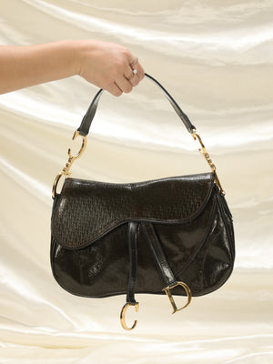 Extremely Rare Dior Patent Double Saddle Bag