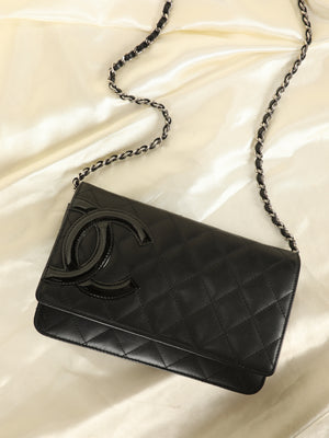 Chanel Wallet on Chain Clutch Cambon Black Leather Cross Body Bag