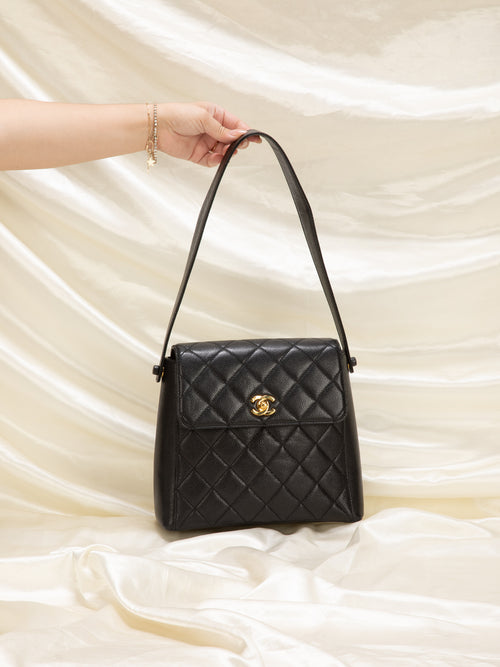 Chanel Black Caviar Leather CC Turnlock Zip Tote Shoulder Bag 54ck315s –  Bagriculture