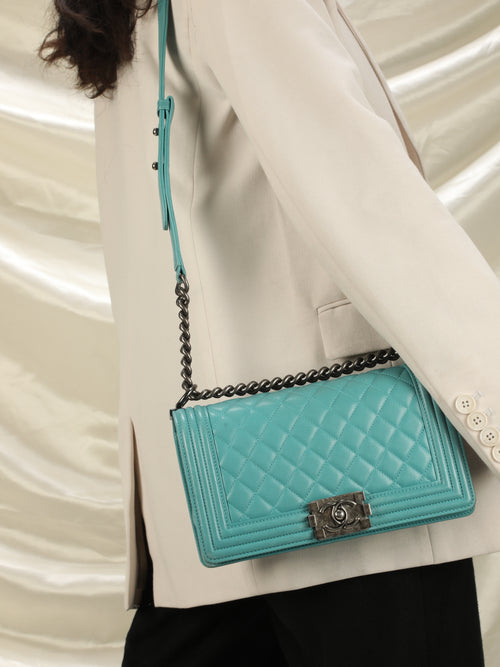 Chanel Handbag Classic Flap Boy Brick Mini Studded Classic Logo CC Navy Blue Bag