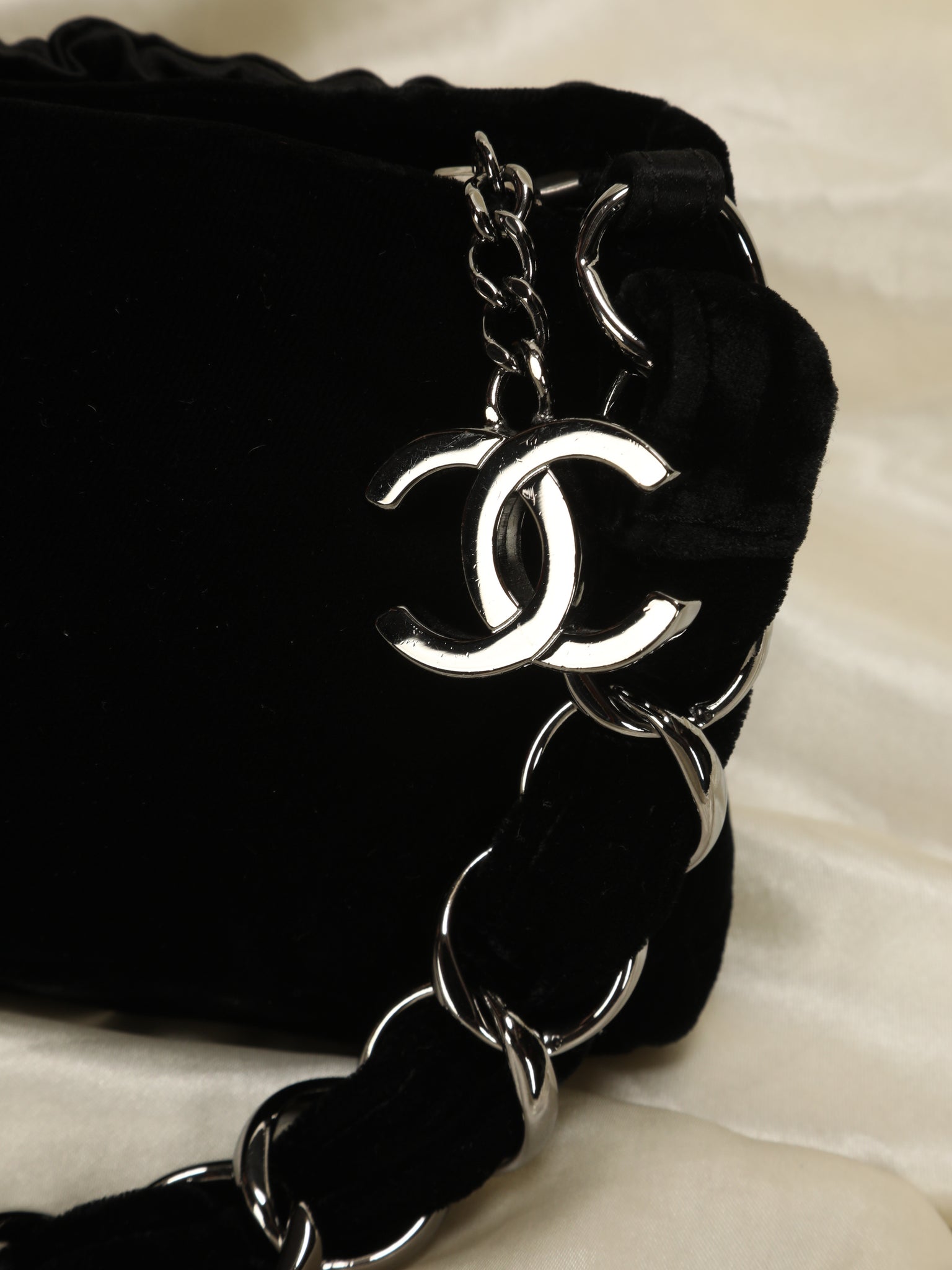 Rare Chanel Velvet and Satin Chain Mini Bag