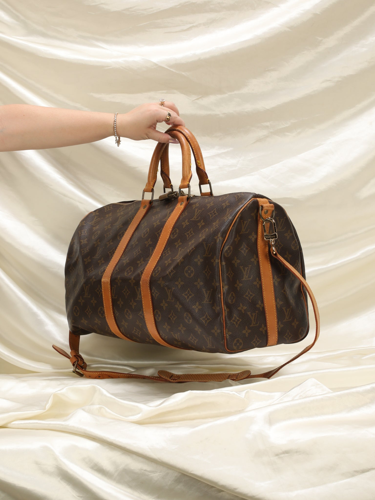 Louis Vuitton Monogram LV Keepall 45 handbag Browns Travel Duffle Bag -VERY  GOOD