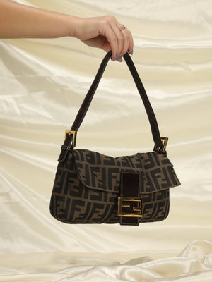 Fendi, Bags, Vintage Rare Authentic Fendi Zucca Shoulder Bag W Gold  Hardware