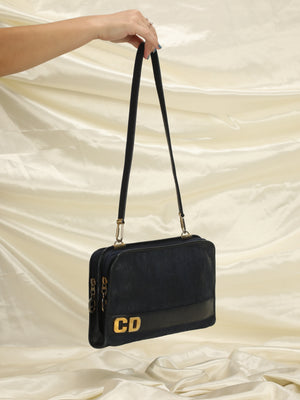Vintage Dior Embossed Shoulder Bag
