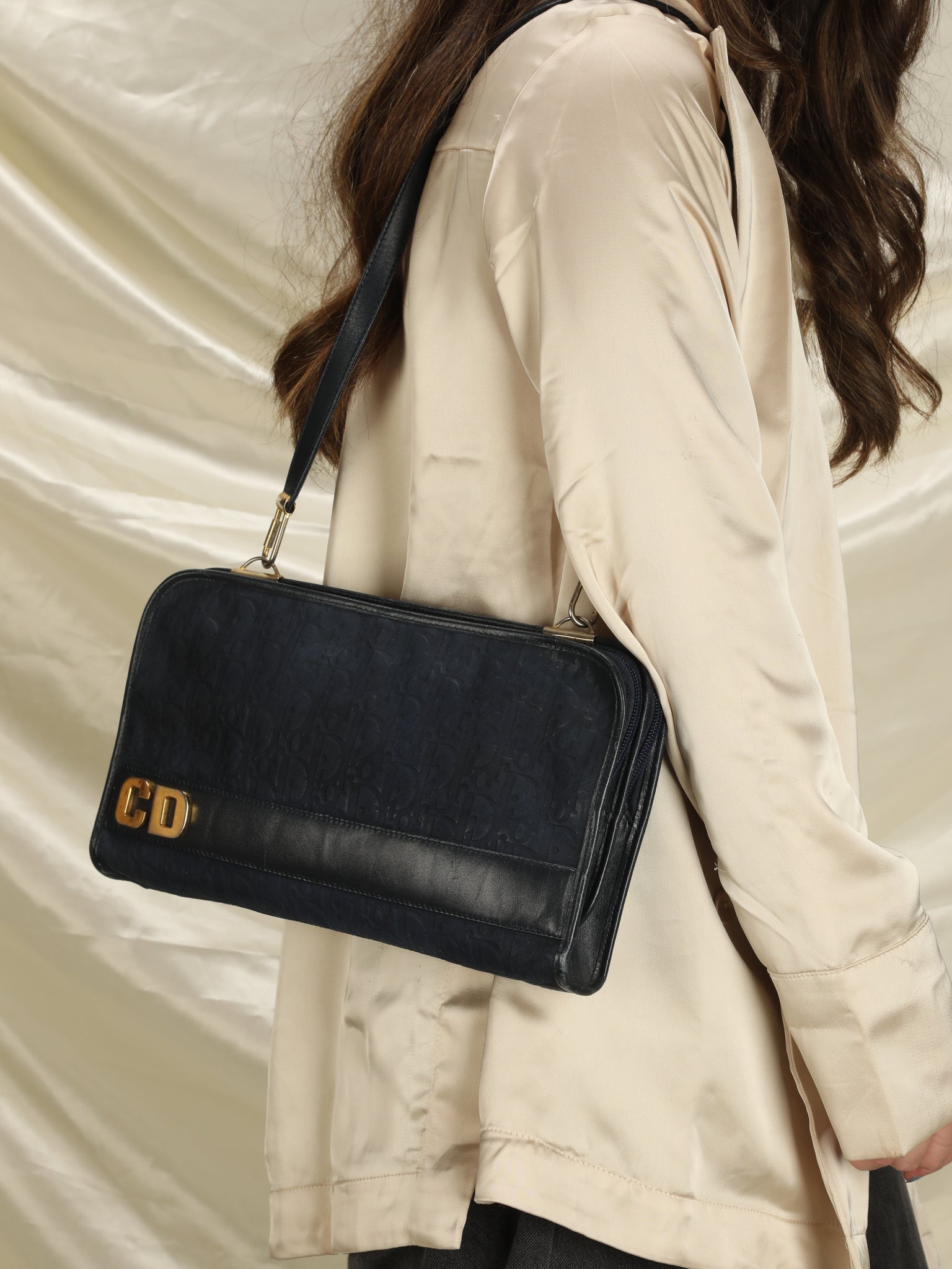 Vintage Dior Embossed Shoulder Bag