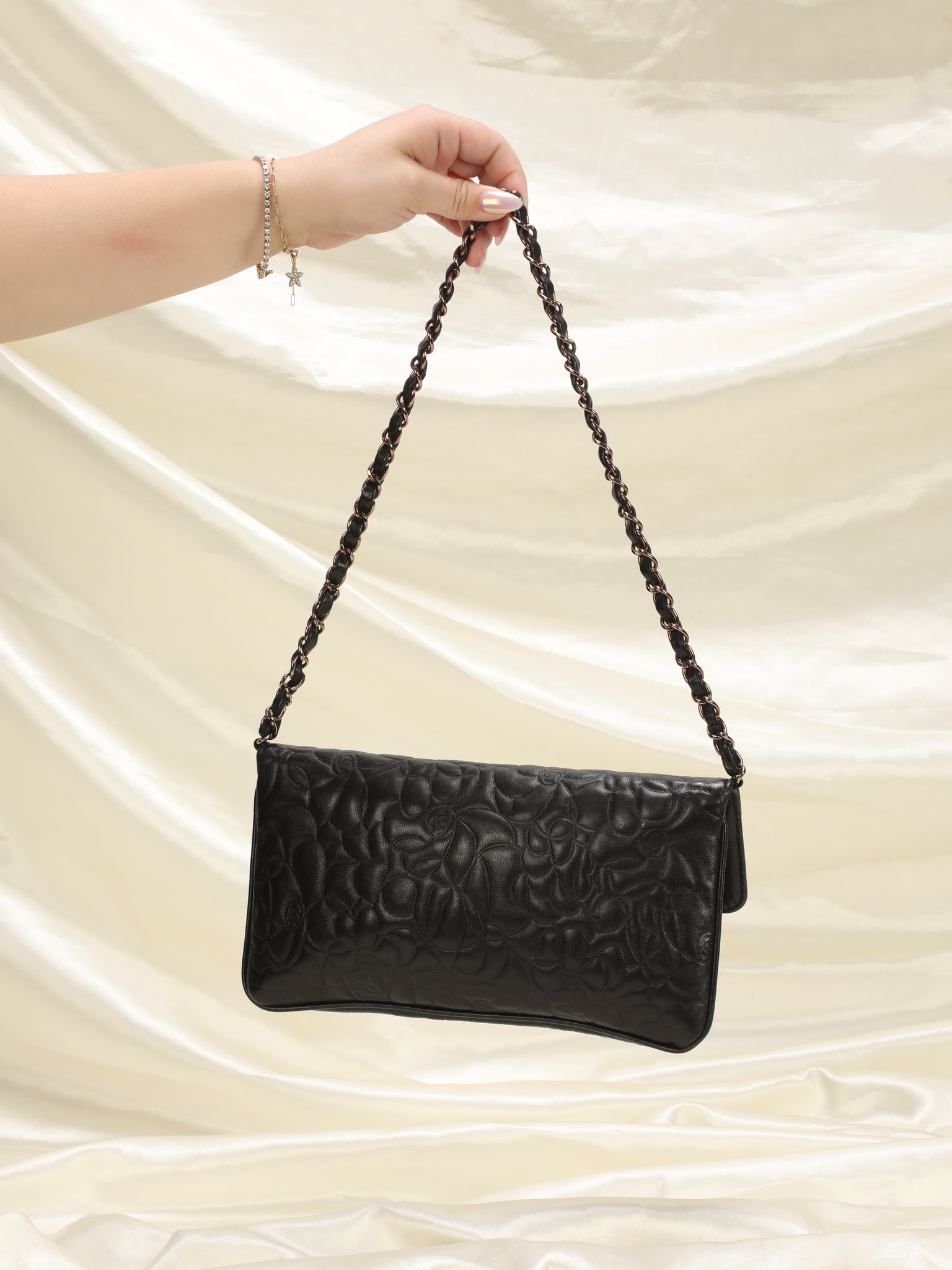 Chanel Patent Leather Camellia Pochette - ShopStyle Shoulder Bags