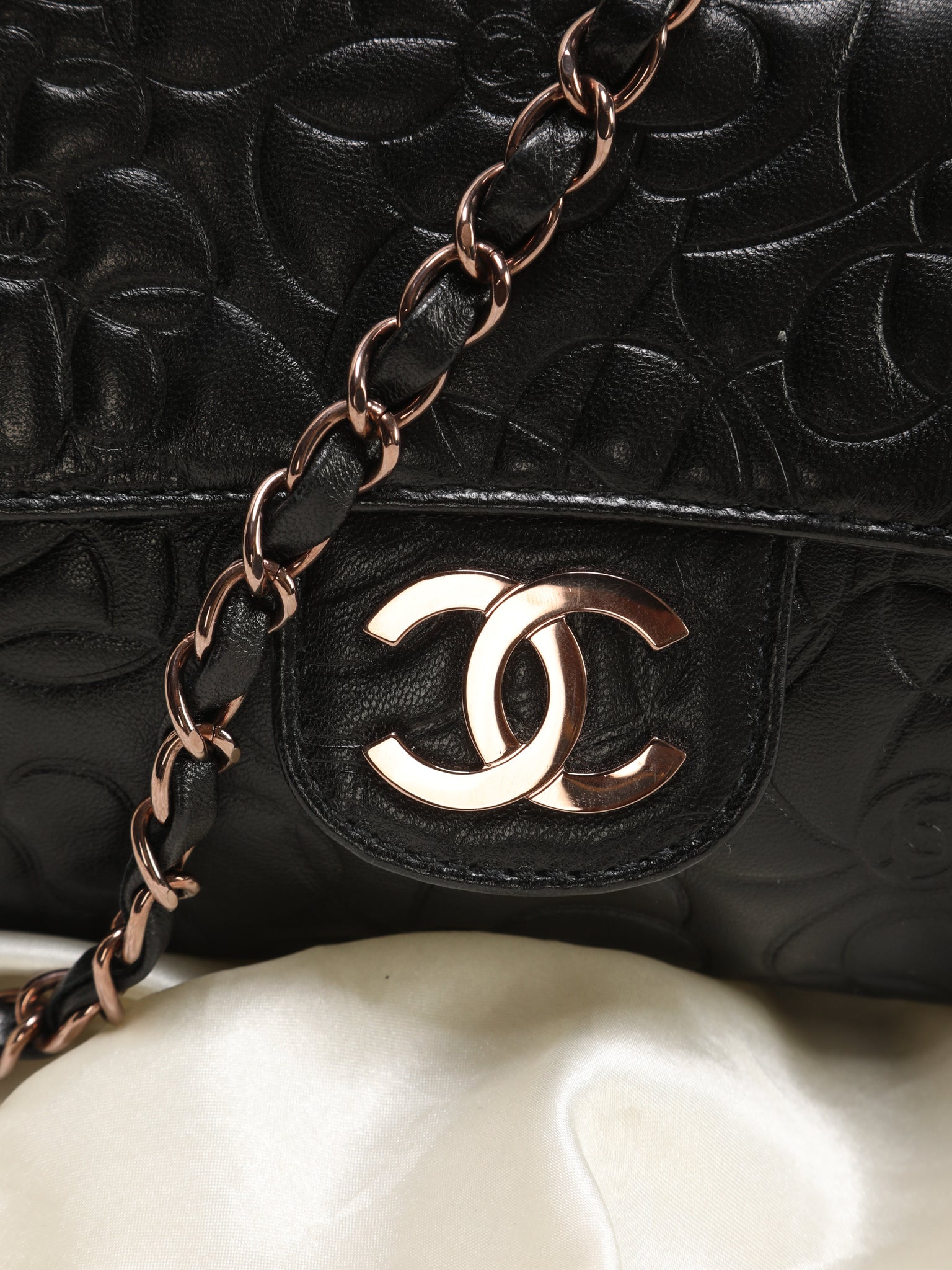 Extremely Rare Chanel Rose Gold Lambskin Camellia Flap Bag – SFN