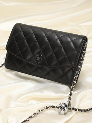 Chanel Lambskin Quilted Clutch on Chain