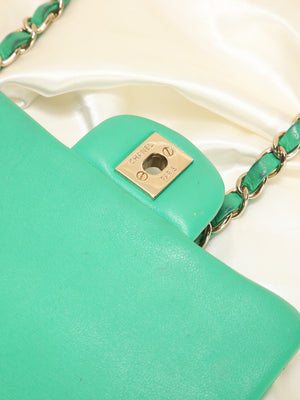 Rare Chanel Lambskin Square Green Mini Flap Bag