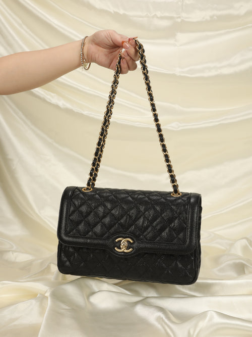 Chanel Classic Medium 2.55 Double Flap Bag in Black Caviar with