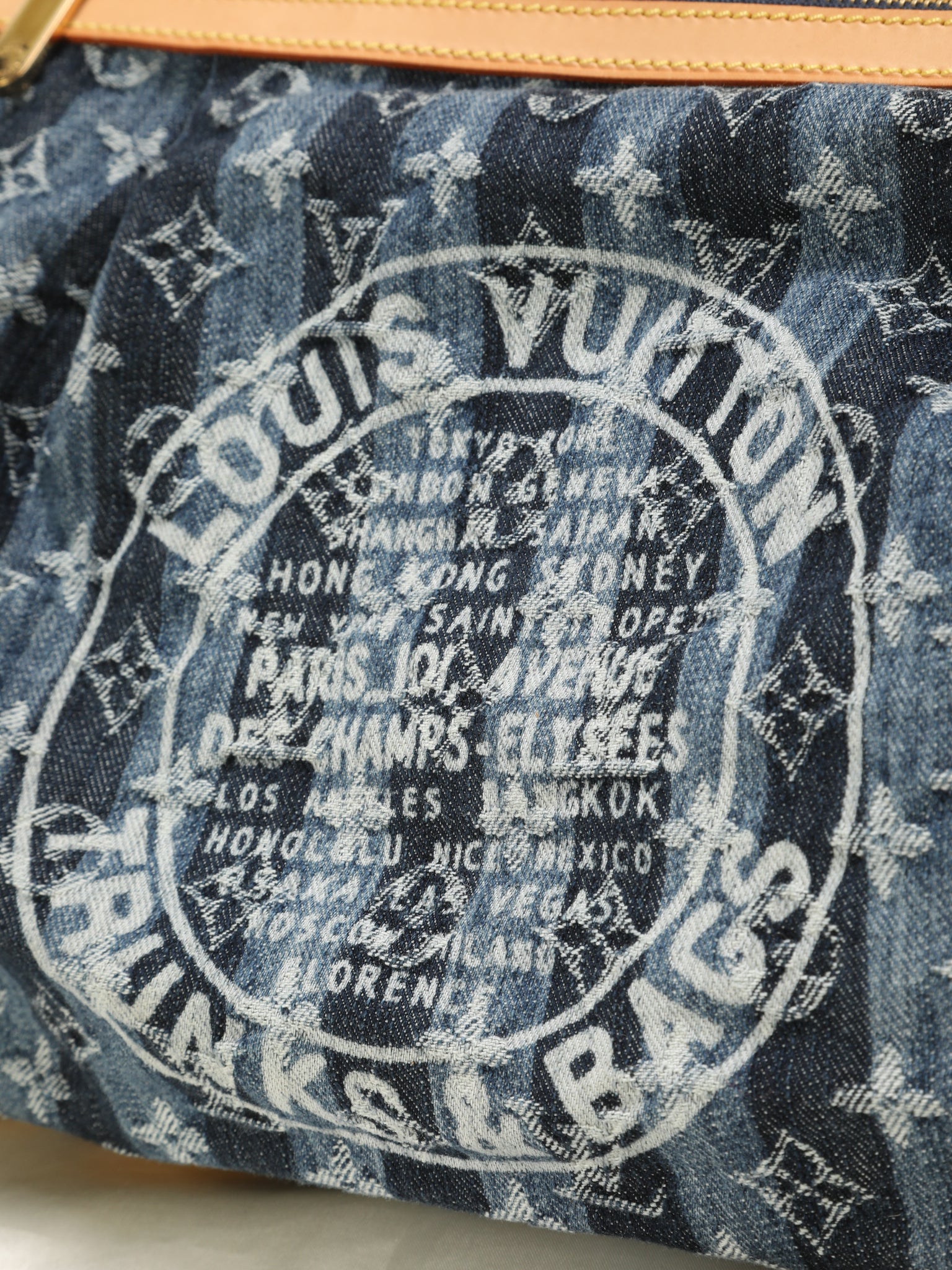 What Goes Around Comes Around Louis Vuitton Blue Denim Cabas Raye