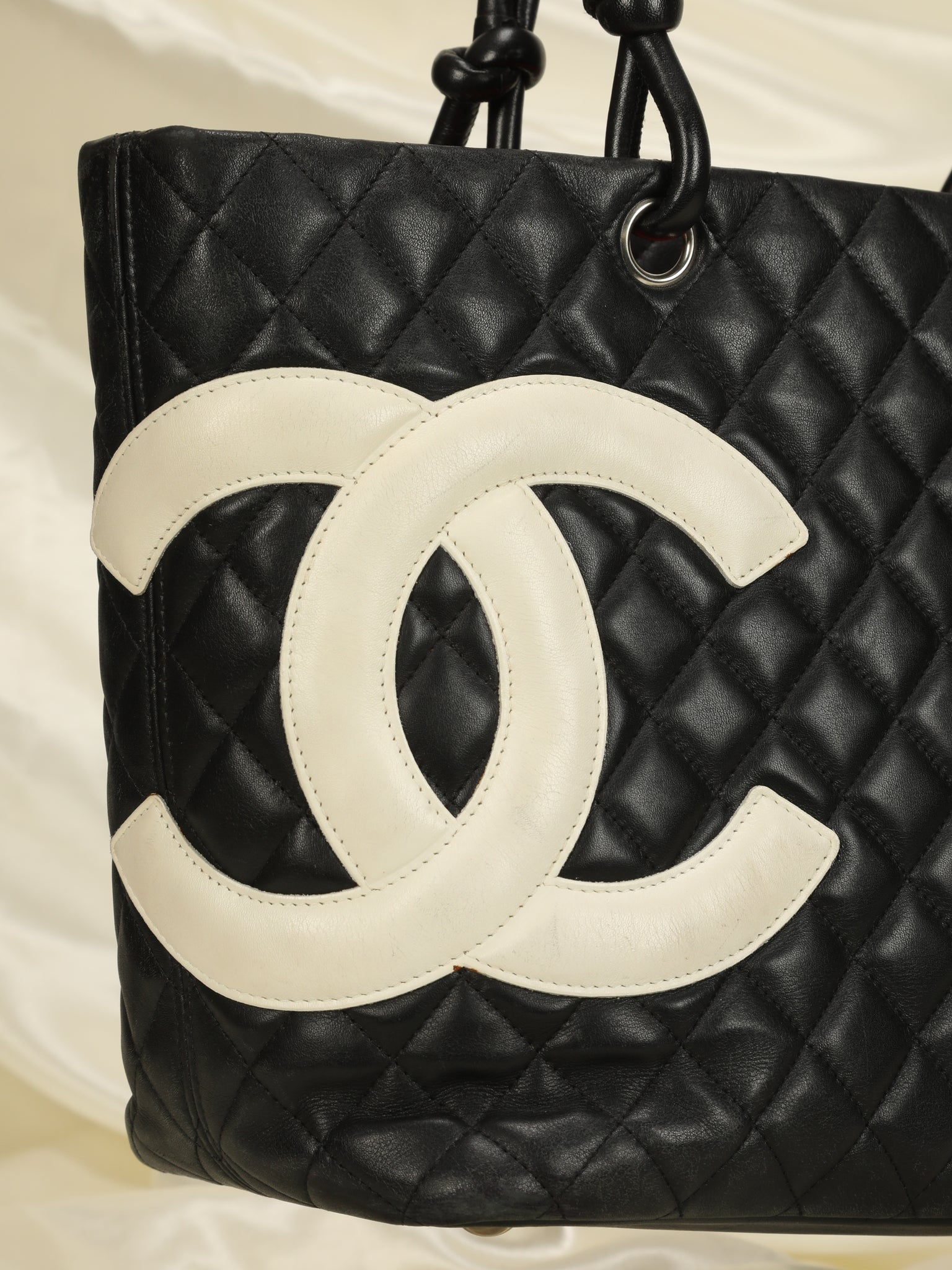 Chanel Black And White Logo Bag