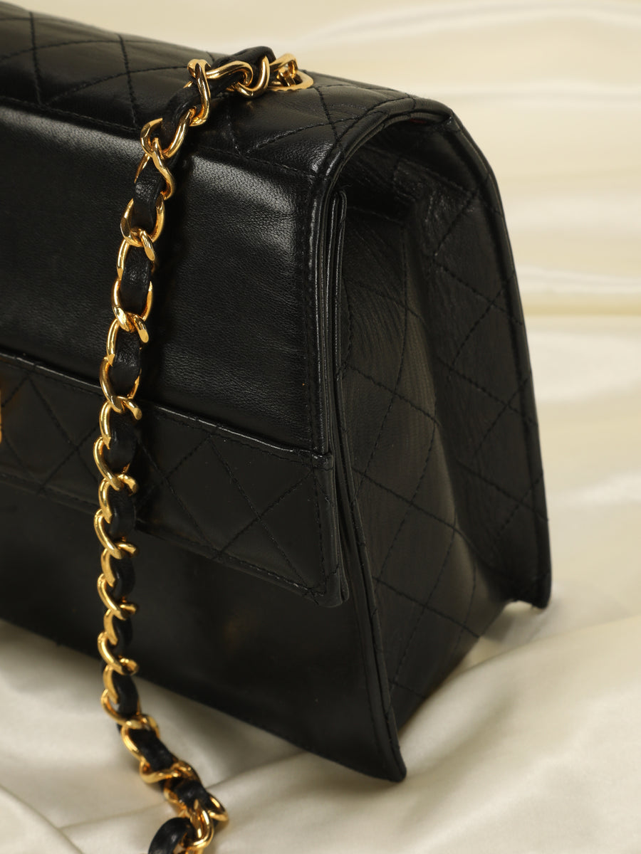 Chanel Vintage Black Quilted Lambskin CC Trapezoid Flap Gold Hardware,  1989-1991 Available For Immediate Sale At Sotheby's