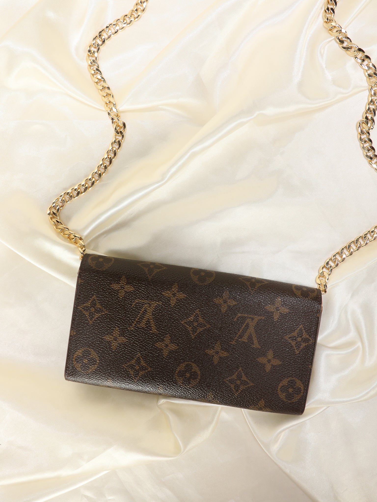 long gold chain for lv purse