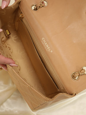 Chanel Beige Stitch Flap Bag