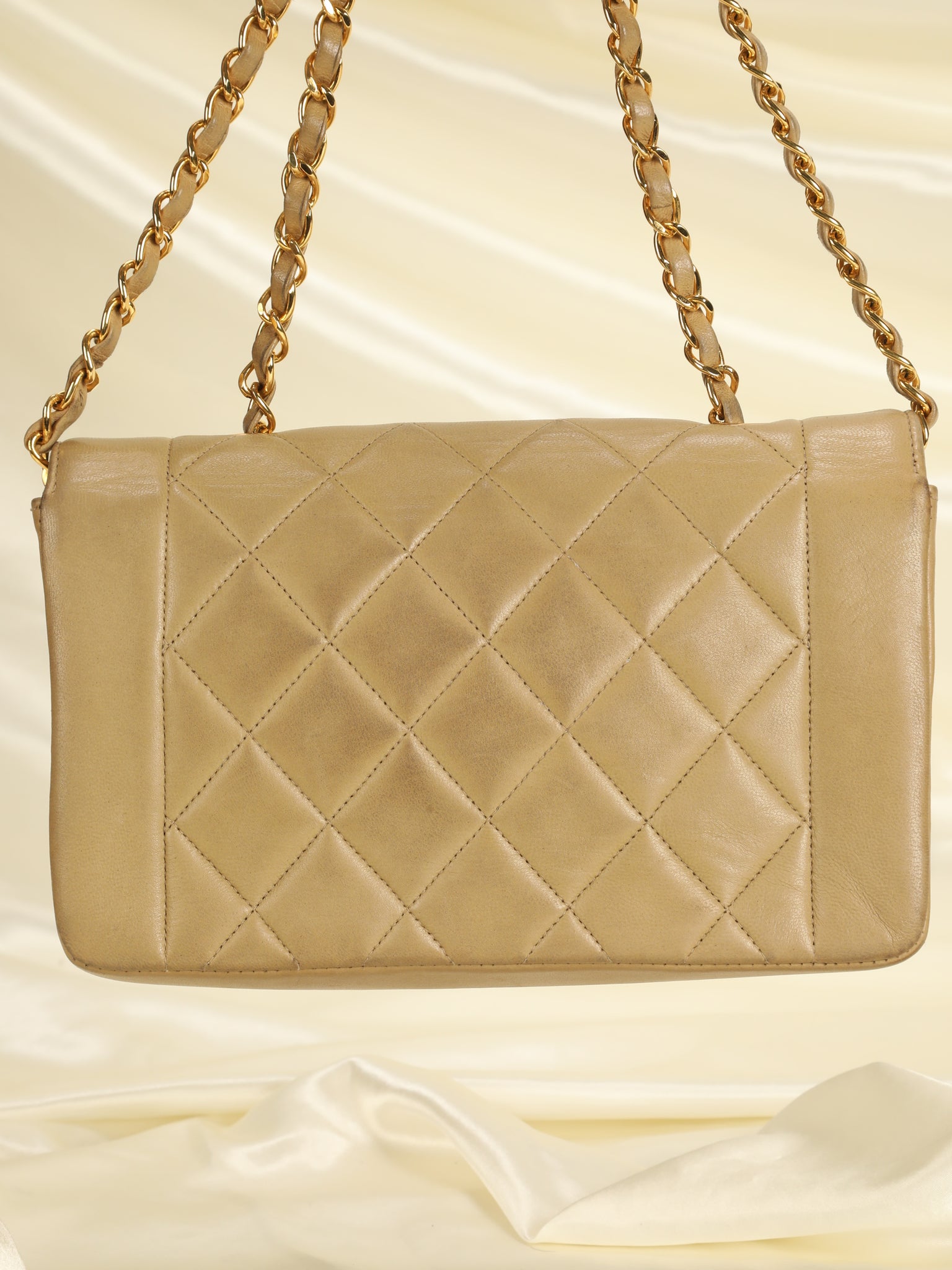 Chanel Beige Crumpled Lambskin Leather Mini Flap Bag Chanel