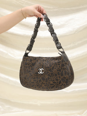 Chanel Camellia Suede Shoulder Bag