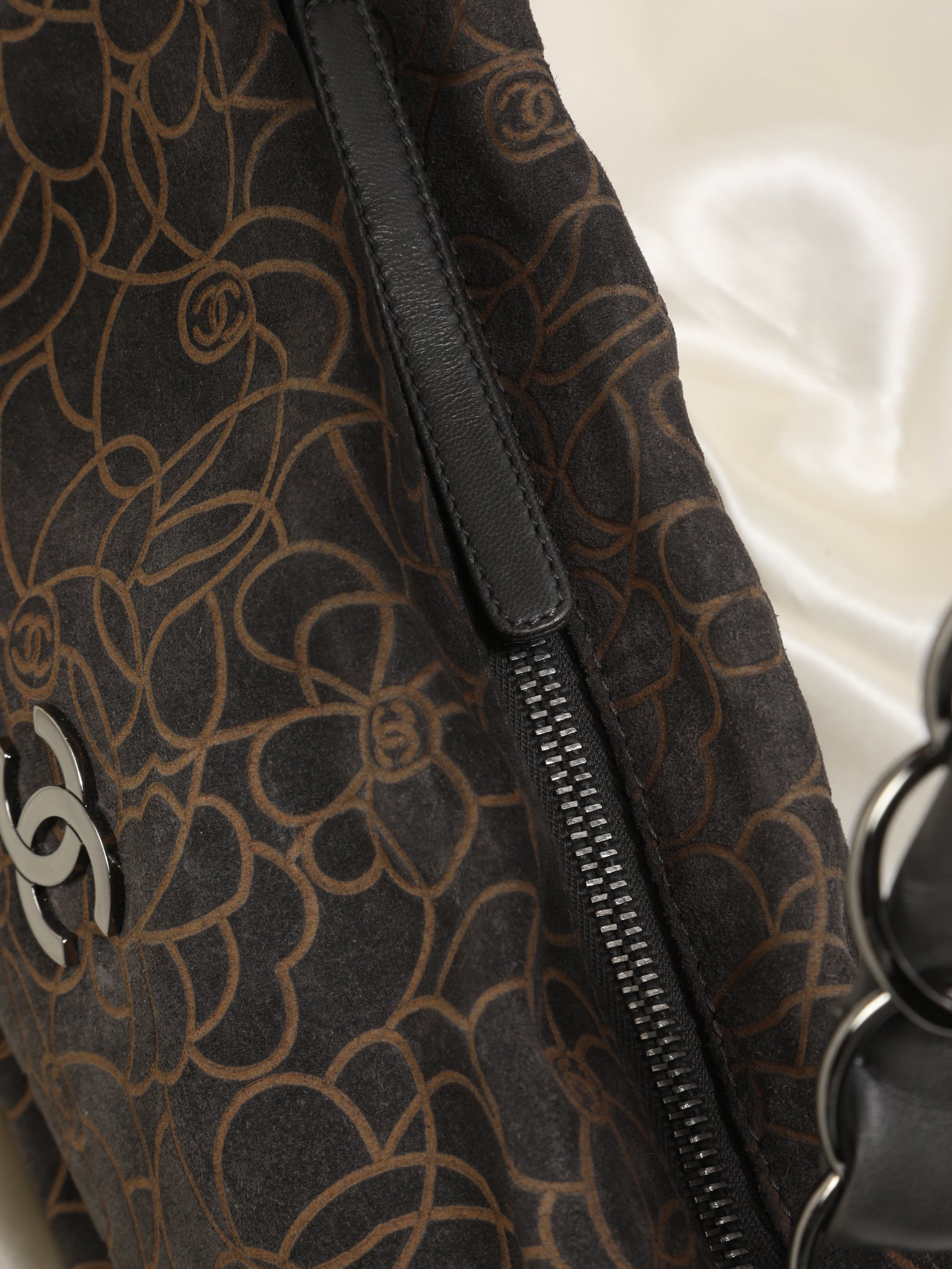 Chanel Camellia Suede Shoulder Bag