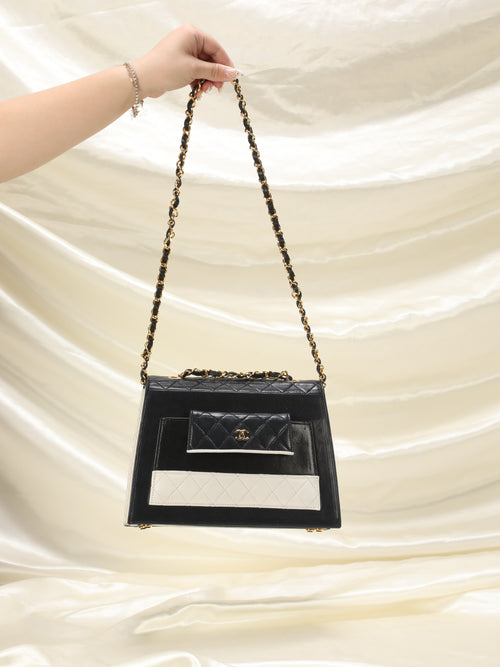 CHANEL Authentic Vintage 1989-1991 Trapezoid Flap Lock Bag -  Finland