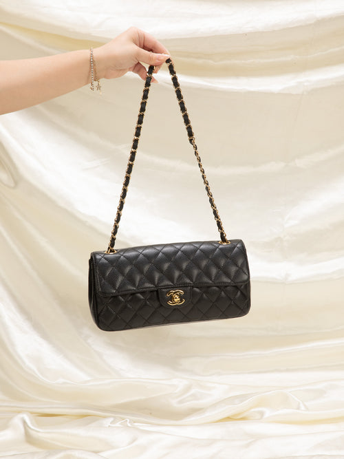 Chanel Salmon Lambskin East West Flap Bag at 1stDibs