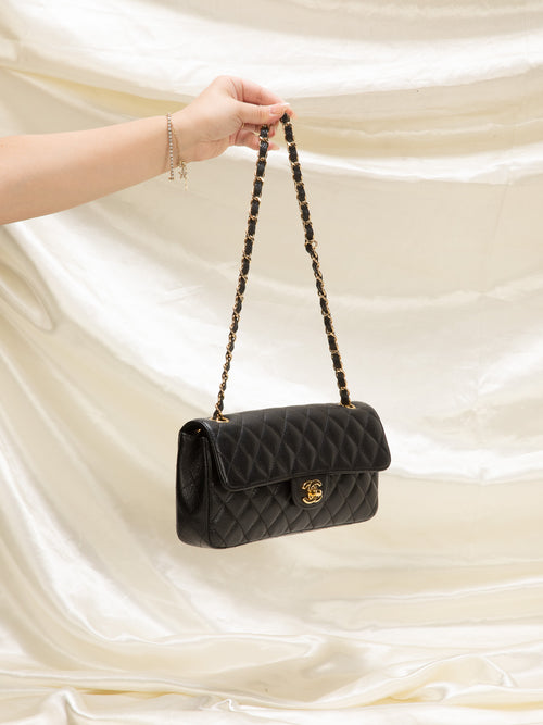 Chanel Grey Caviar Small Classic Double Flap Bag Light Gold Hardware –  Madison Avenue Couture